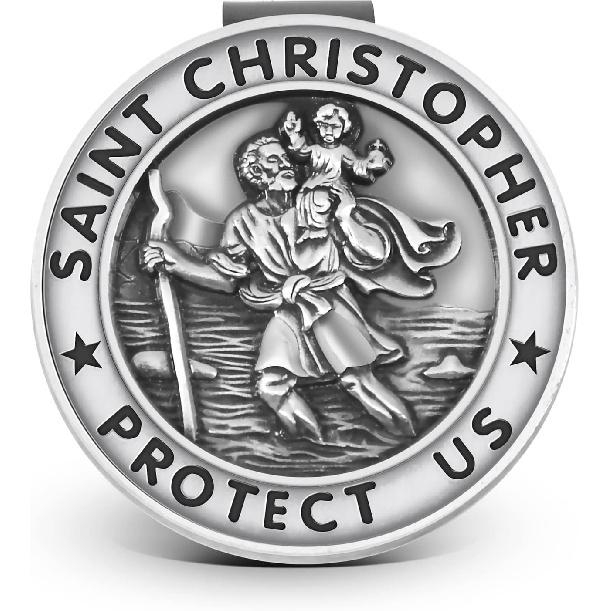 AKITSUMA Saint Christopher Visor Clip, Car Automotive Accessories, Gift for New Driver (Saint Christopher)