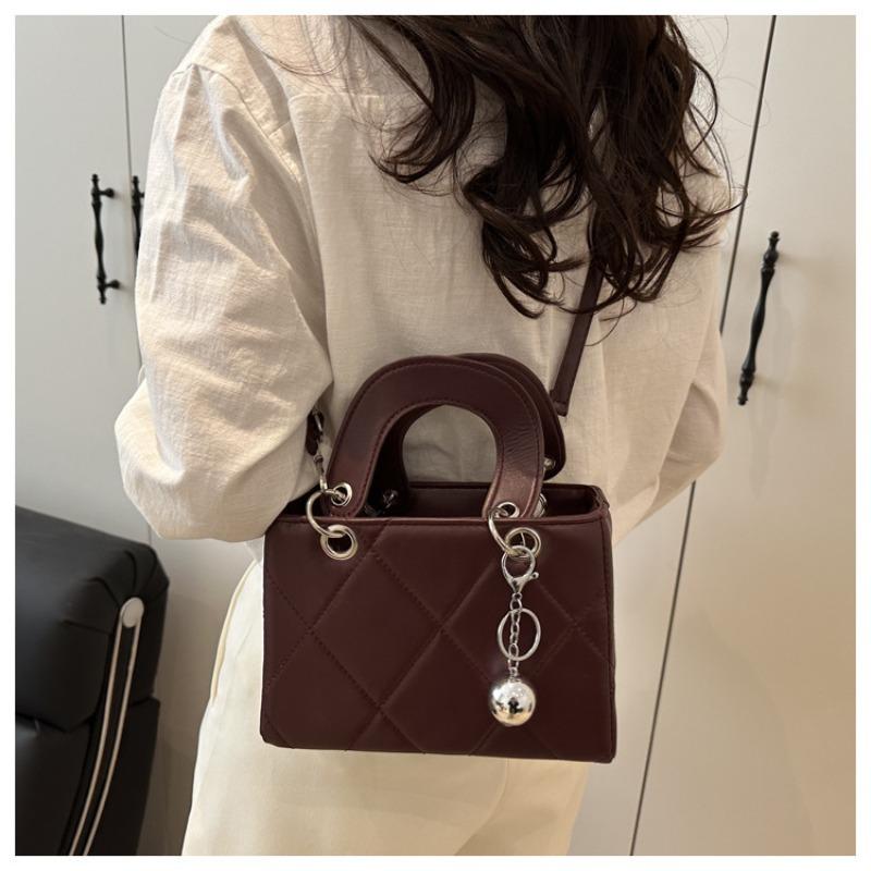 

Ромбовидная вышивальная нить новая модная мода большая вместимость плечевая кроссбоди ручная переноска маленькая квадратная сумка темно-коричневого