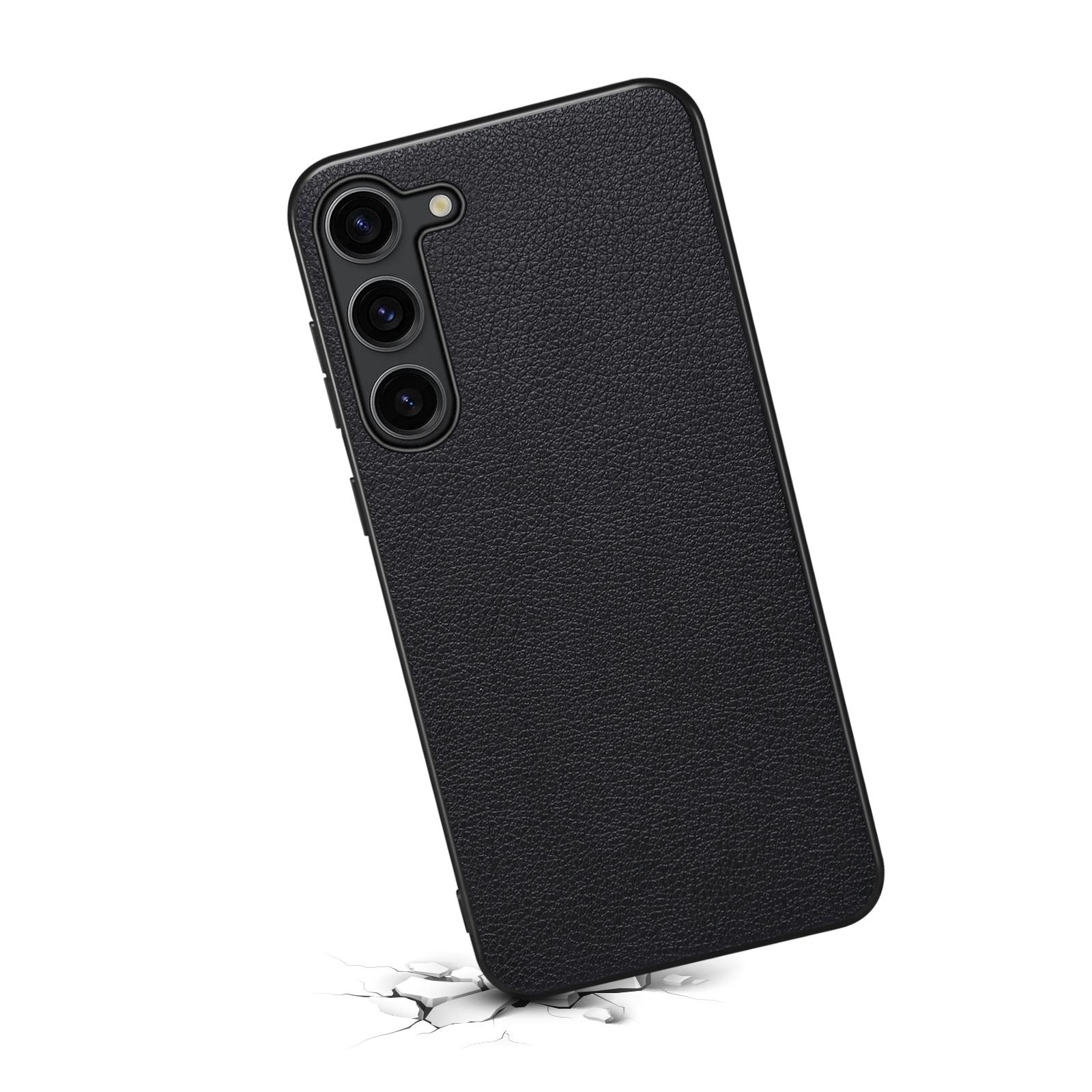 

For Samsung Galaxy S24 Calf Texture Cover PC+TPU+PU Leather Slim-Fit Cell Phone Case Green