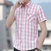 Men's Summer Short-sleeved Plaid Shirt Youth Handsome Slim Button Top