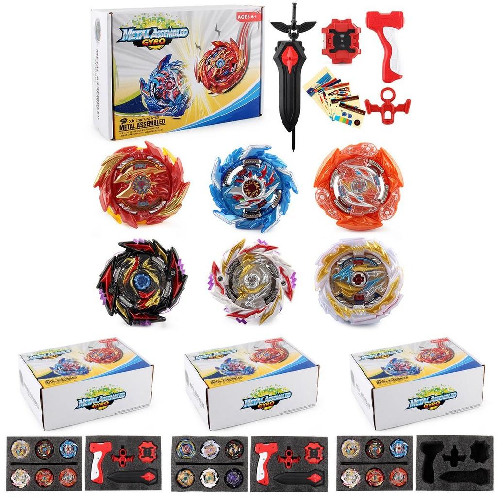 Exciting Xd168-37a Spinning Top Toy Set With Six Colorful Tops And Launchers For Endless Fun