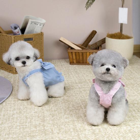 Pet Striped Dress Spring Summer Sleeveless Large Bow Small Dogs Cats Dress Breathable Pet Costume Outfit Apparel