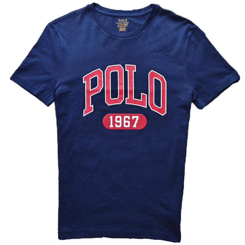 

Polo Ralph Lauren Футболка с круглым вырезом и коротким рукавом с принтом букв и цифр, мужские футболки, синяя 710796090-003 S