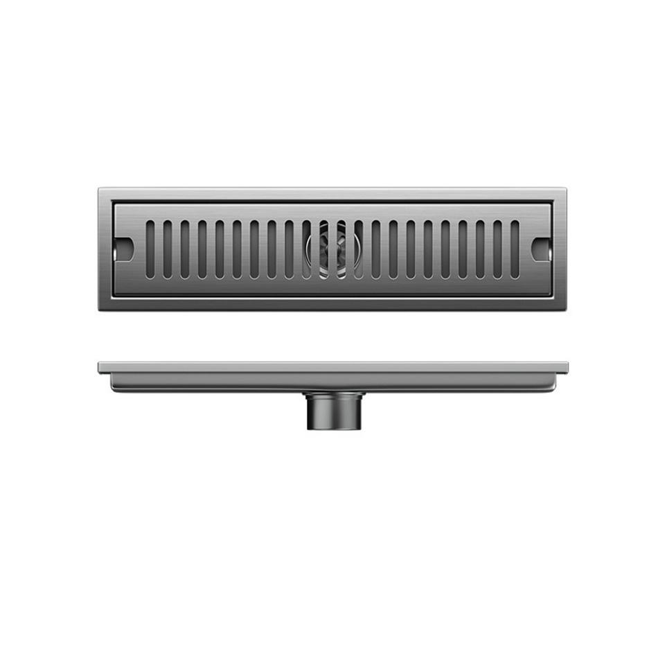 Grey Shower Floor Drain for Bathroom Balcony 304 Stainless Steel Long Linear Rapid Drainage Side Floor Drains 20 30 40 50 CM