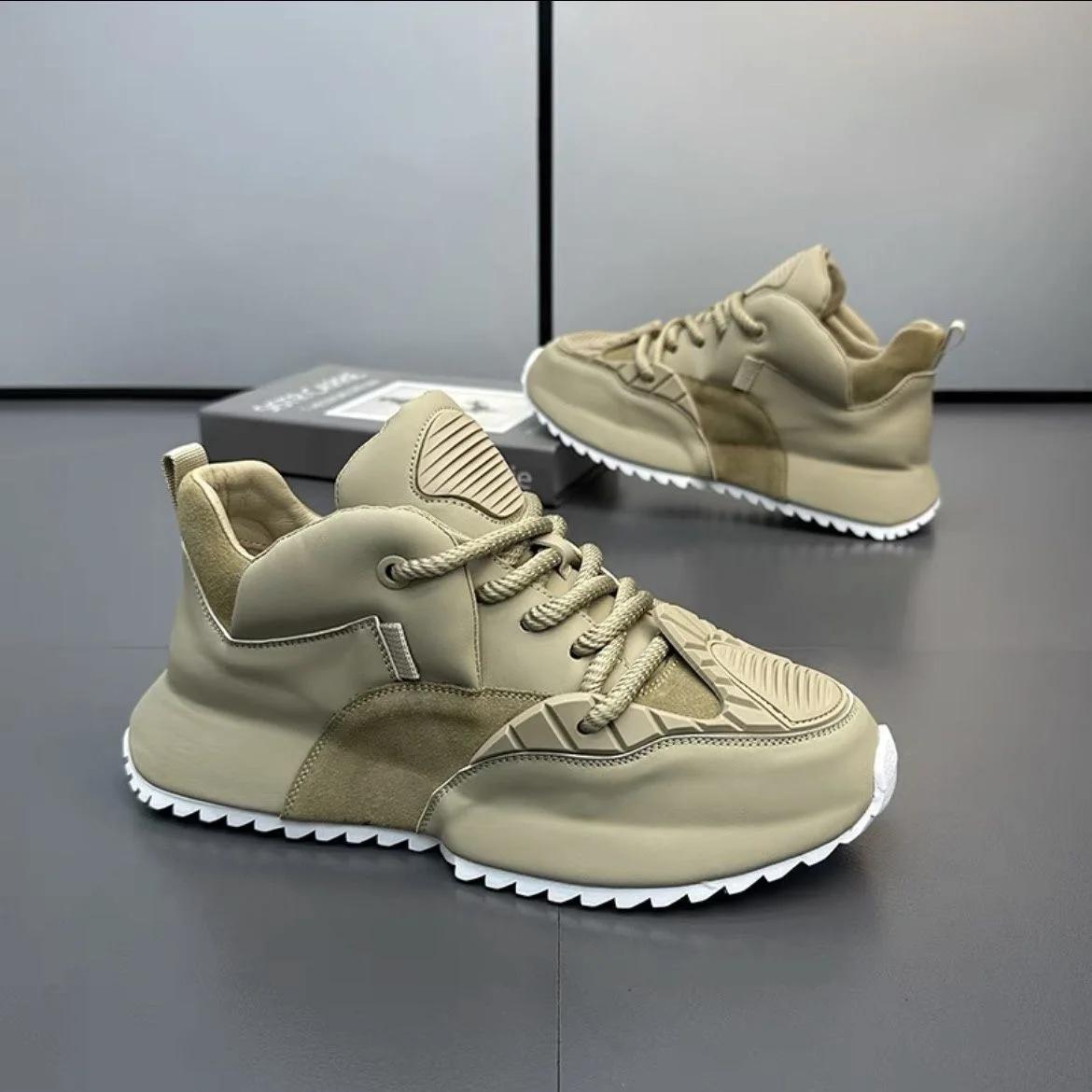 

Fashion SYTK Fashion men s shoes waterproof casual dad shoes leather thick sole comfortable height-increasing sports shoes 44 верблюд