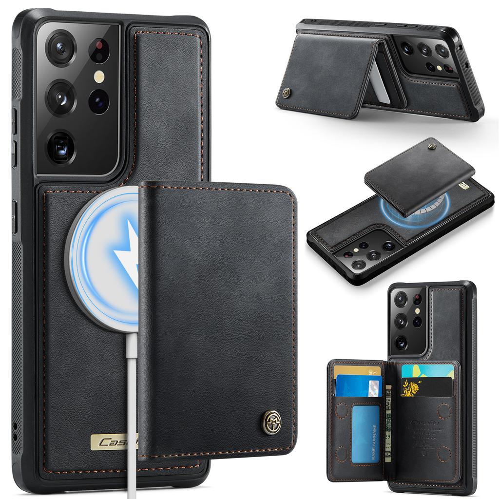 For Samsung Galaxy S21 Ultra 5G Magnetic Case CASEME ME80 Series Leather PC TPU Phone Cover with Detachable Wallet