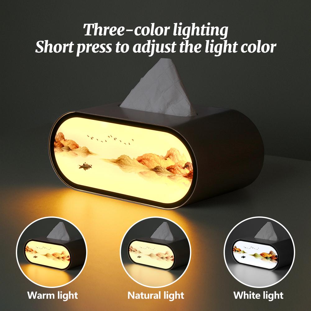 Novelty Tissue Box Painting Night Light Stepless Dimming 3 Colors Lighting Table Decoration Lamp For Bedroom Decor