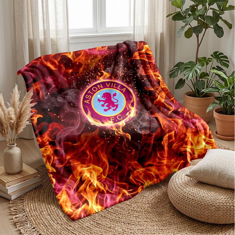 Coperta in Flanella con Stampa Aston Villa, Morbida Calda Leggera Coperta da Divano Letto Campeggio