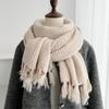 Solid Color Winter Cashmere Scarf Waffle Pashmina Shawl Wrap New Wool Scarves  Gifts