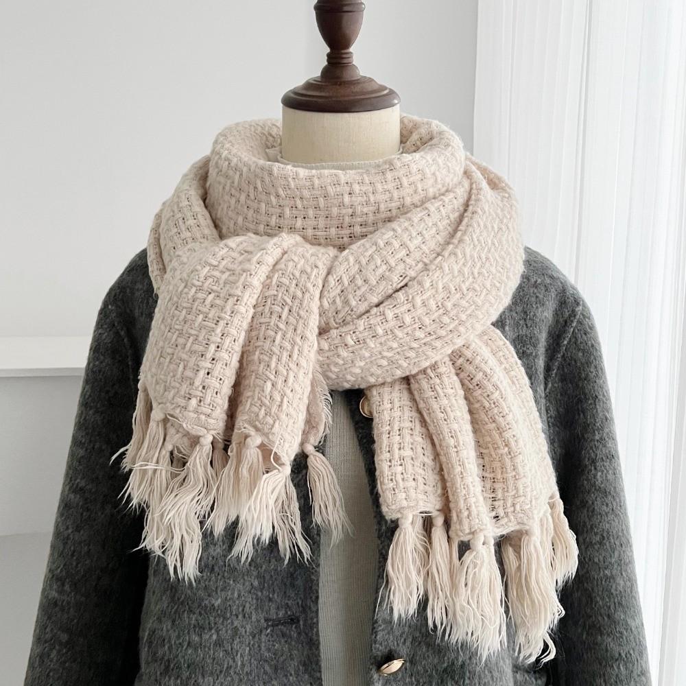 Solid Color Winter Cashmere Scarf Waffle Pashmina Shawl Wrap New Wool Scarves Gifts