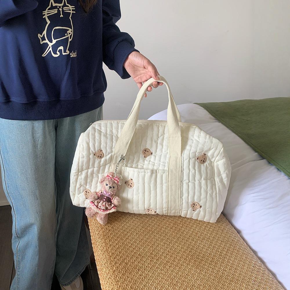 Korean Ins New Embroidered Travel Bag Large-capacity Duffel Bag Light Storage Portable Messenger Mommy Bag