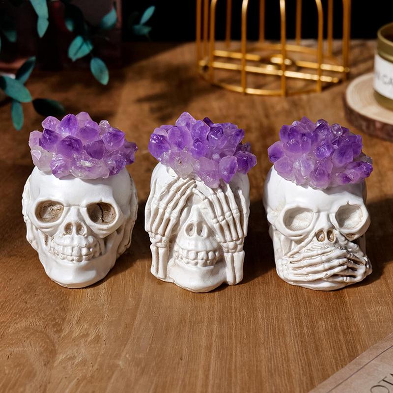 Amethyst Skull Ornament Skull Sculpture Statue Skull Statue Halloween Decor For Gardens
