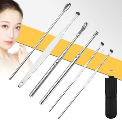 1 Stück Edelstahl Ohrenlöffel Leder Set Spirale Ohrreiniger Reinigung Ohrkanal Schmutz Ohrreiniger