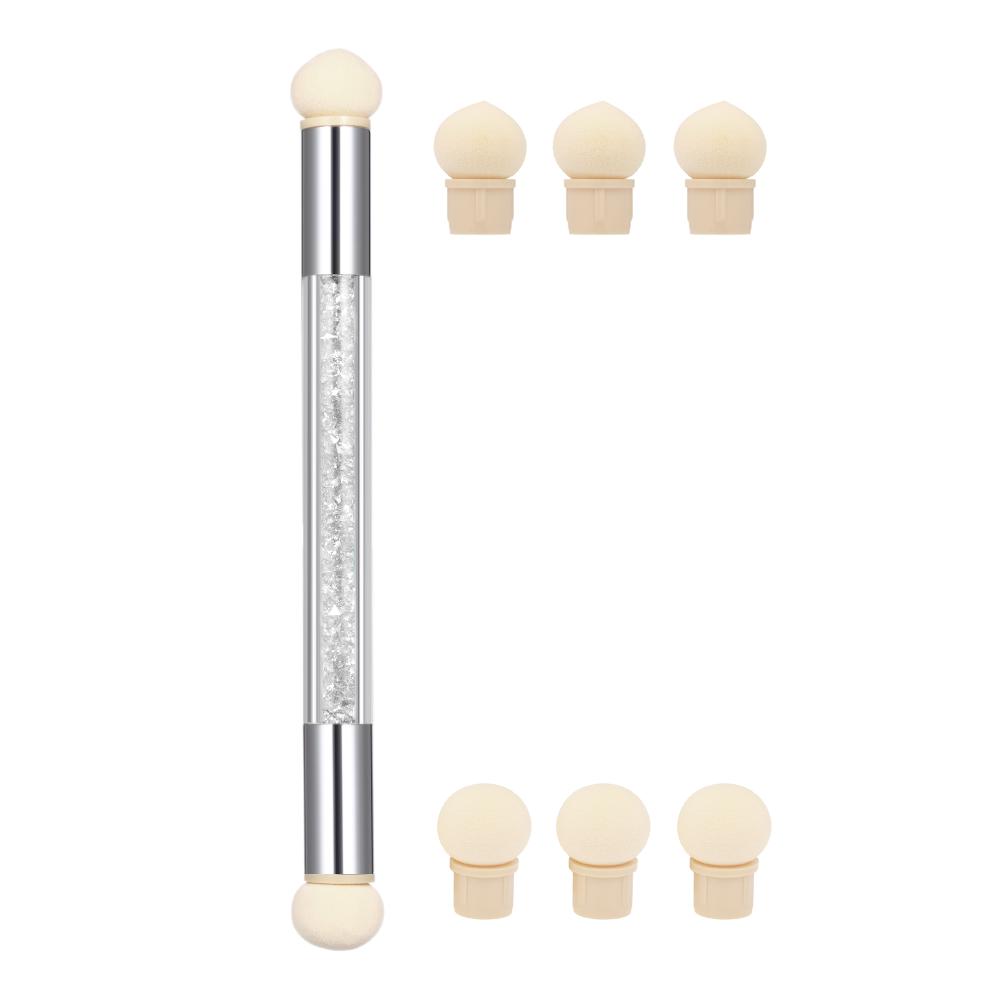 

Губка для дизайна ногтей, двойная кисть для дизайна ногтей, акриловая ручка для градиентного затенения ногтей, пудра для ногтей белый