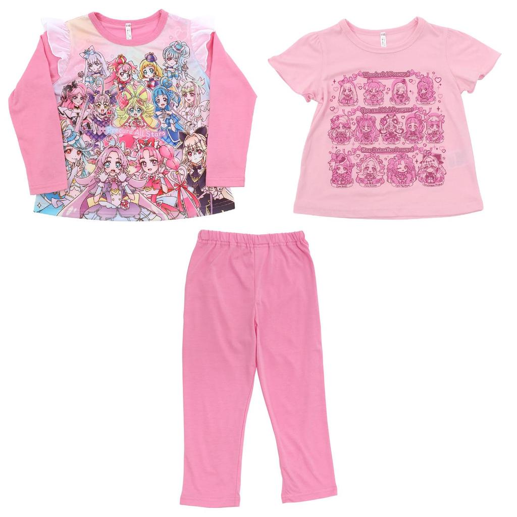 Pretty Cure All Stars Knit Pajamas 582 120cm Rose Glow-in-the-Dark 2-Top