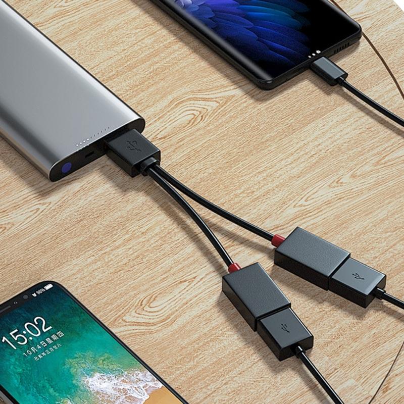 USB Splitter Cable 1 Male Plug To 2 Female Socket USB Extension Line Charging Cord Power Adapter Converter Splitter
