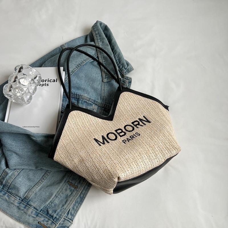 

Трендовая плетеная сумка-тоут на лето 2023 Стильная и вместительная сумка через плечо для повседневного использования чёрный