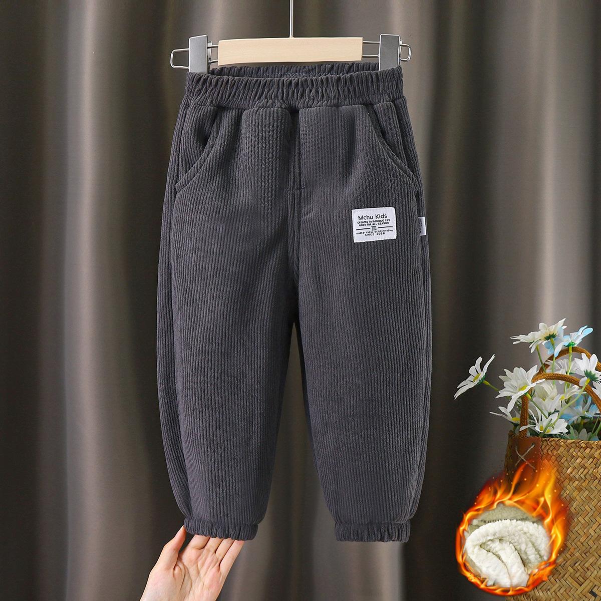 

Children s Big Children s Plus Velvet Pants Autumn and Winter Men s and Women s Baby Thickened Warm Casual Outer Wear Trousers 90 сірий