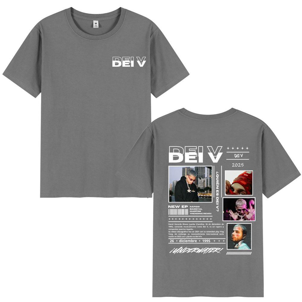Rapper Dei V Quien Es Dei V? Tour 2025 T-shirts Men Women Hip Hop Oversized Music T-shirt Classic O-Neck Loose Unisex T Shirt