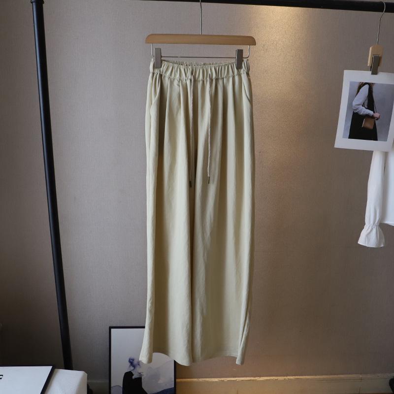 

[Bi Zheng] 2025 Early Spring Women s Korean Style Loose Wide-Leg Elastic Waist Casual Pants One Size