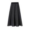 Retro Women's Autumn Winter Knitted Midi Skirt Black Wool A-Line Flared Skirt