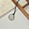 Fashion Spiral Heart-Shaped Pendant Necklace for Women Adjustable Long Black Wax Rope Clavicle Chain Charm Couple Birthday Gift