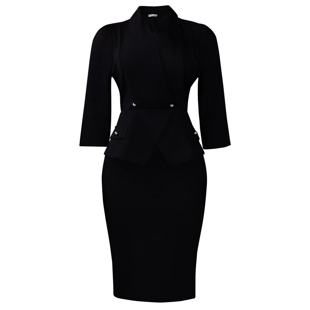 Women's new autumn fashion temperament elegant solid color large lapel O Tongle dress