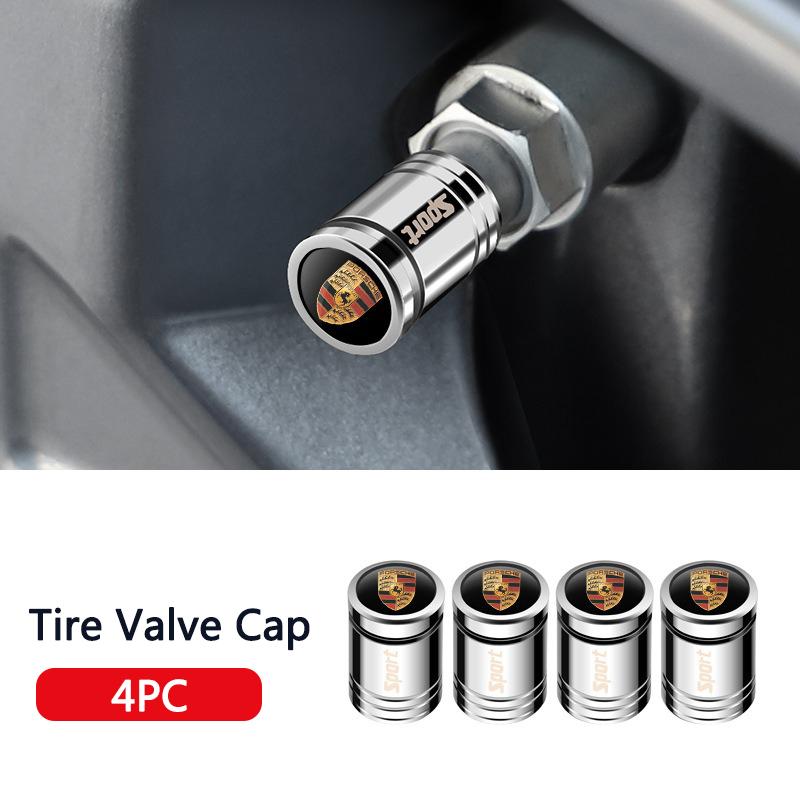 For Porsche KO24Pcs Metal Car Wheel Tire Air Valve Caps Stem Cover For Porsche Panamera Cayenne Taycan 911 718 Macan Carrera-GT 928 944 968 944