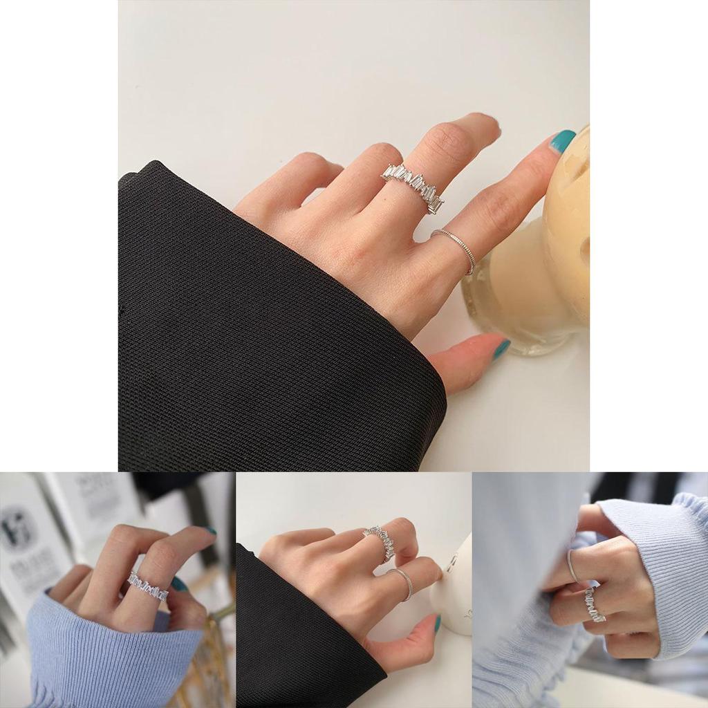 Exquisite 925 Adjustable Silver Ring With Twinkling Crystal For Everyday Wear Gifts Or