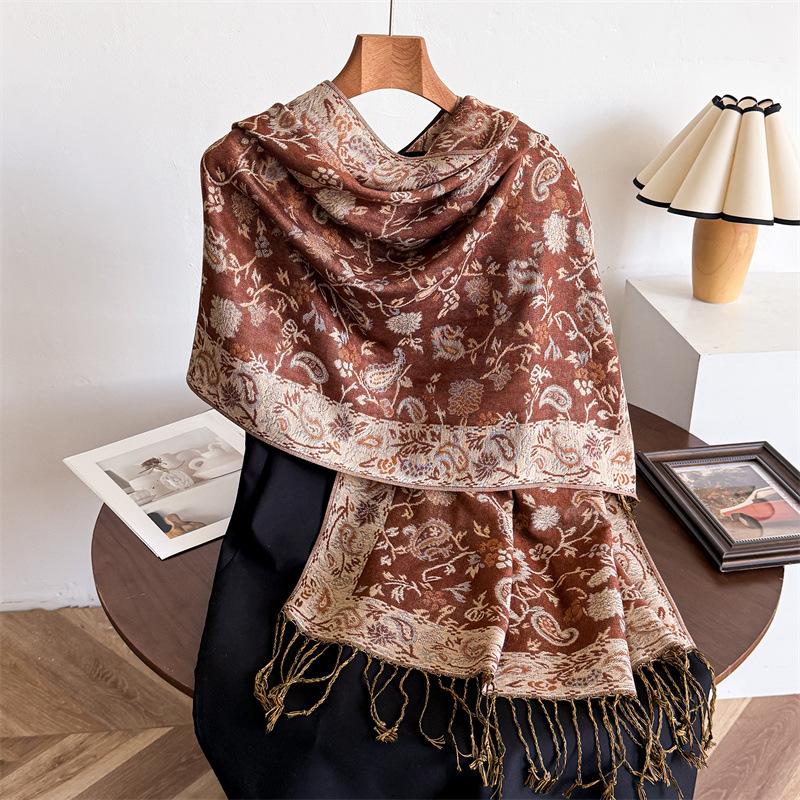 Women Vintage Paisley Print Scarf Cashmere Feel Shawl Tassel Warm Wrap Scarf Large Thick Winter Stole Ladie Outdoor Travel Gift