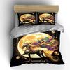 "Golden Moon Horse Decor Set" Soft Comfortable Duvet Cover Bedding Set Included 1*Duvet Cover & 2*Pillowcases gift