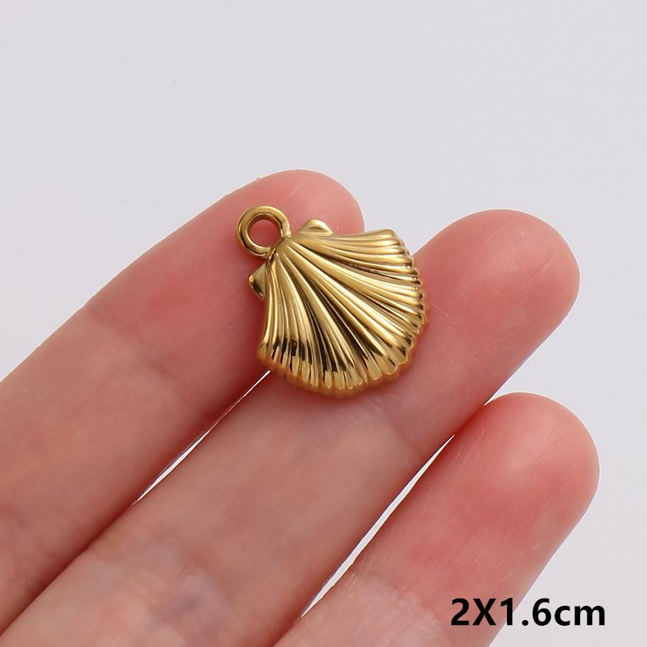 5pcs/Lot Gold Color Exquisite Sea Animal Charm Shell Tortoise Stainless Steel Pendants For Jewelry Making Supplies Beach Pendant