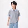 Boys' Casual Color-Blocked Lapel Short-Sleeve T-Shirt