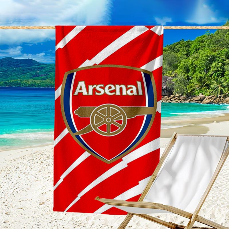 Arsenal Football Club Crest Printed Beach Towel, Super Soft Microfiber, Perfect Gift Birthday, for Pool, Beach, Travel, for family and friends