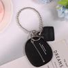 Fashionable Bag Pendant Accessories Black Pu Leather Texture Key Case Coin Purse Keychain Charm Gift