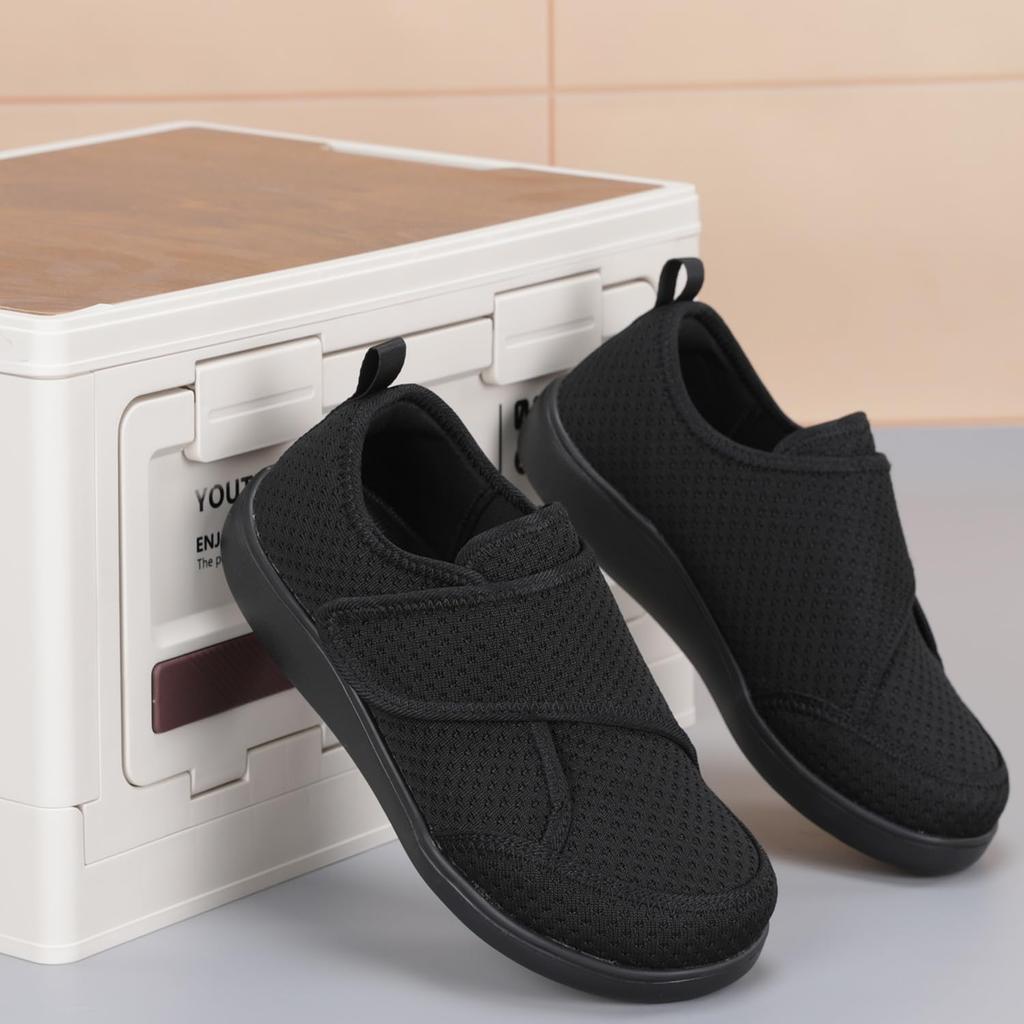 Eagsouni Women's Velcro Care Shoes for Seniors, Elderly Rehabilitation Sneakers, High Instep and Wide Width, Ultra Lightweight, Non-Slip, Easy to Wear