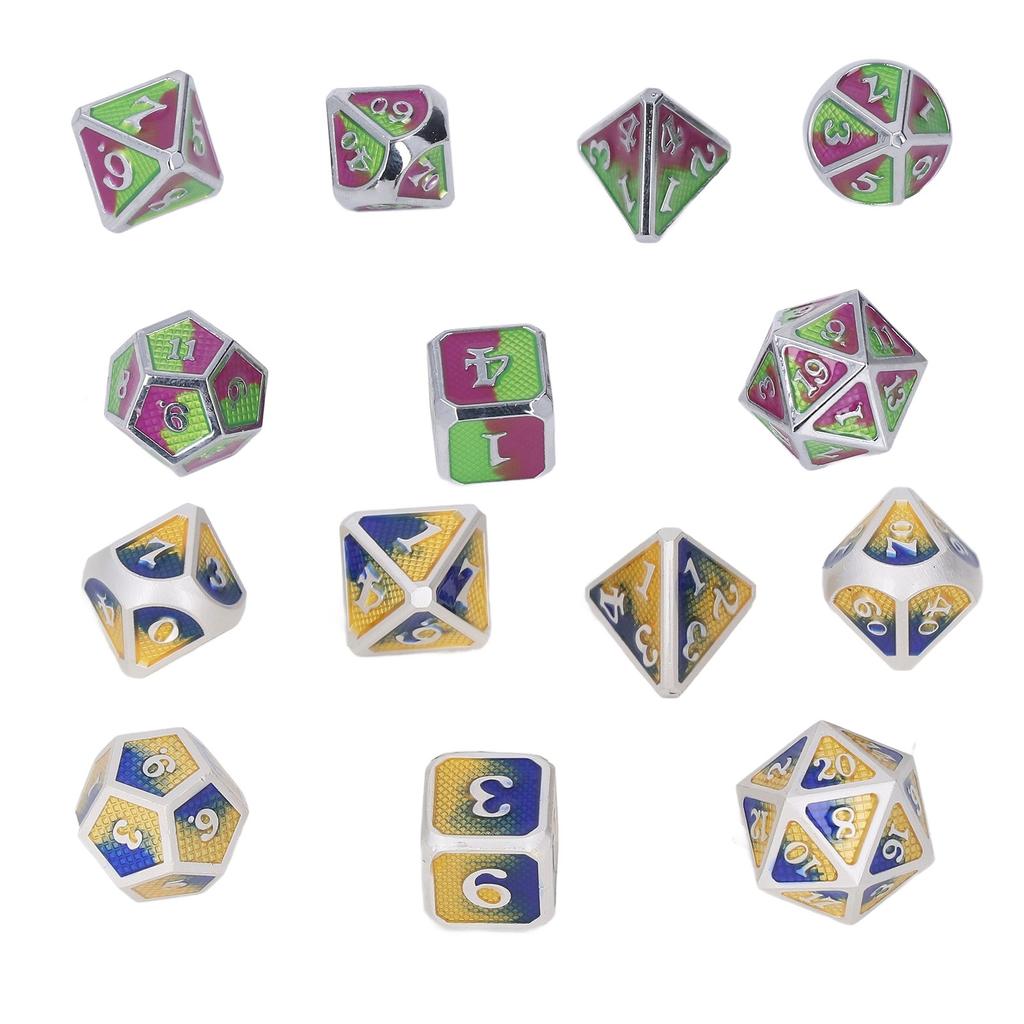 7pcs Metal Polyhedral Dice Alloy Diffferent Shapes Long Lasting Polyhedral Dice Set for Party Game