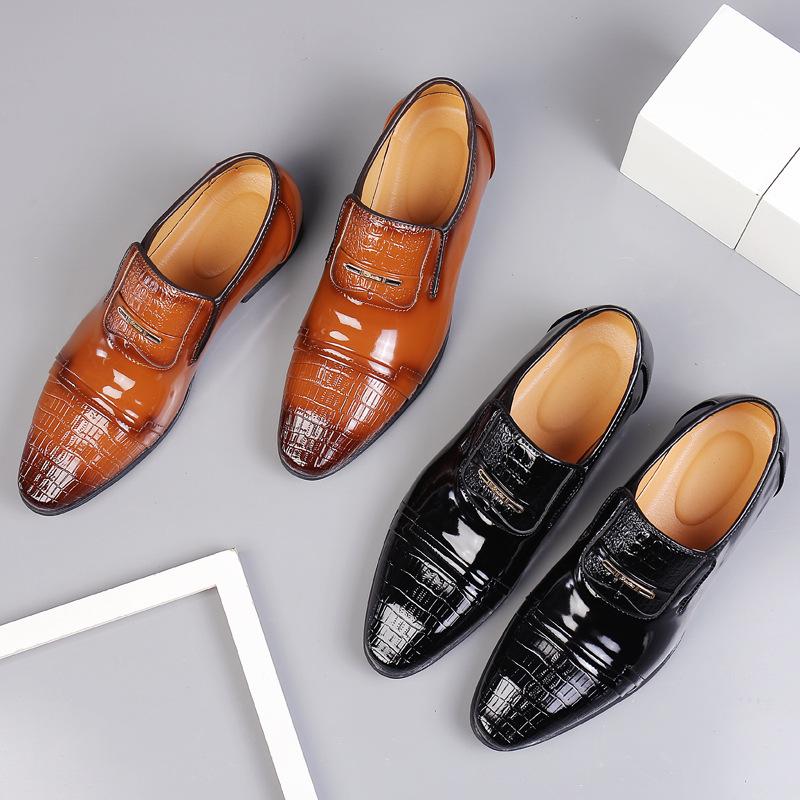 Italian Leather Shoes for Men Luxury Business Oxford Breathable Patent Formal Plus Size Man Office Wedding Flats Male Black Mens