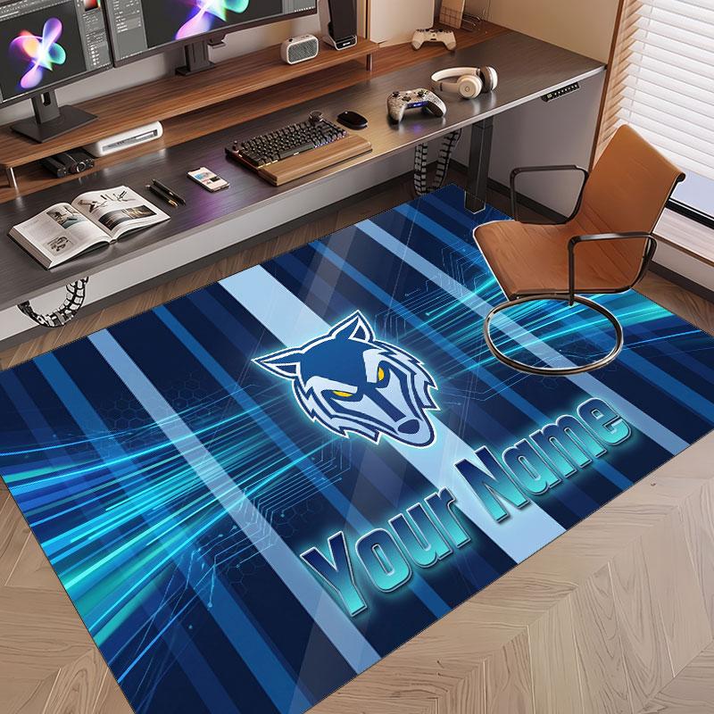 Custom Rug Warrington Wolves Pattern Print Name Text Soft Non‑Slip Floor Carpet for Home Indoor Decoration