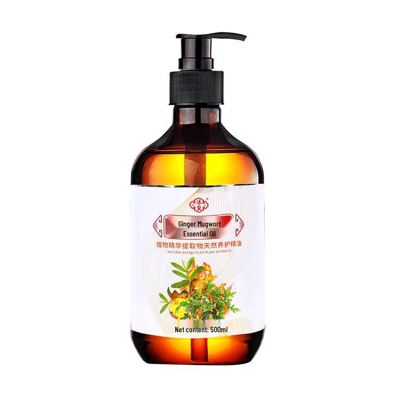 Muxi 500ml Pelin Otu ve Zencefil Tam Vücut Masaj Yağı - Meridyen, Boyun, Yüz, Omuzlar ve Sırt için.