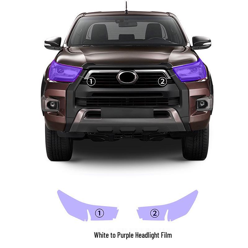 

Toyota HILUX Invincible TPU Protective Film: White/Purple & White/Black White to purple, white to black protective film