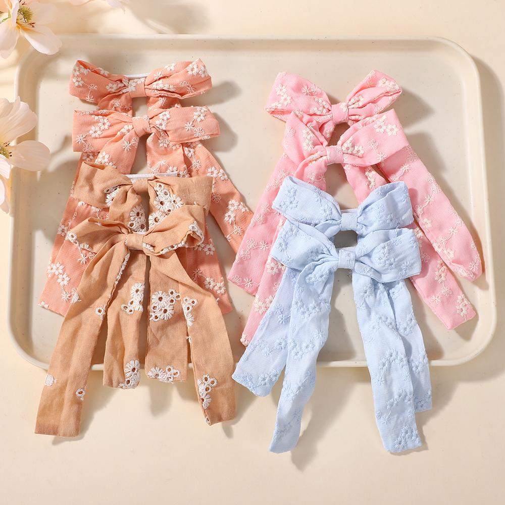

10pcs Random Color Girls Long Tassel Hair Ribbons Hairclip Printing Embroidery Hairgripe Elegant Dress Women Hair Accessories H