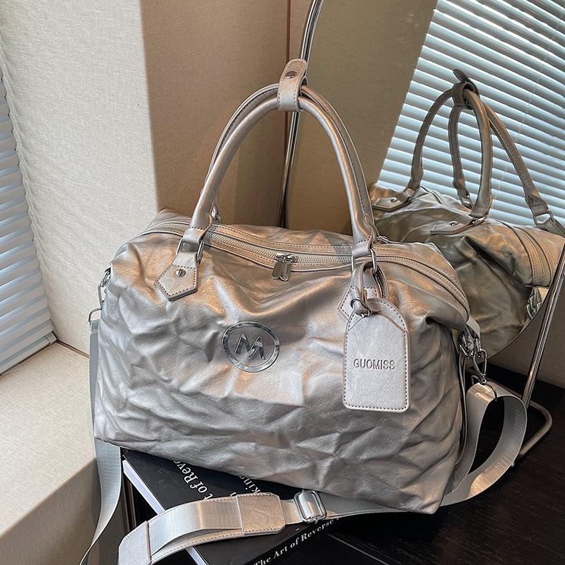 Schoolbag Women's Black Fashion Large-Capacity Short-Distance Travel Bag Business Trip Hand Luggage Bag Lightweight Sports Tote Storage Bag Fitness Bag