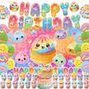 Set Decorațiuni Petrecere Aniversară Topper Tort Squishy Baozi, Jucărie pentru Ameliorarea Stresului, Ghirlandă Steaguri Baloane Fundal pentru Petrecerea Aniversară a Copiilor