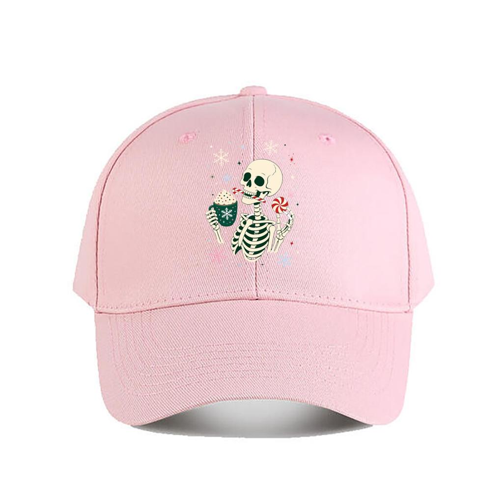 Festive Skeleton Winter Treat Graphi Baseball Cap Fashion Outdoor Sports Sunhat Unisex Snapback Cap Womens
