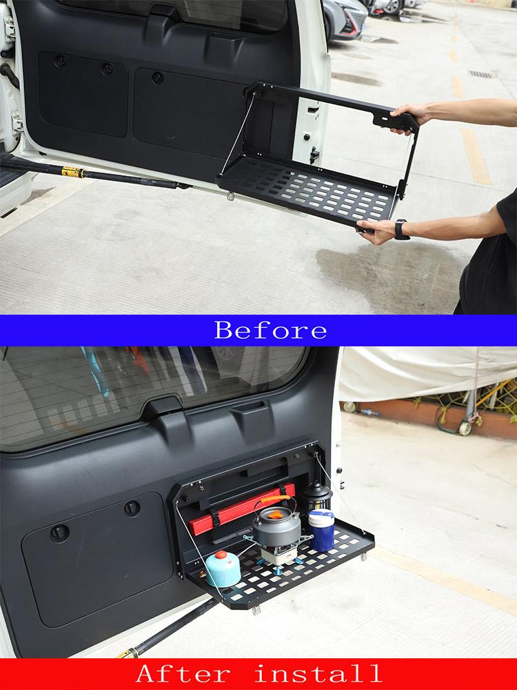 Aluminum Black Off-Road Travel Car Tailgate Table Back Door Foldable Shelf For Toyota Land Cruiser Prado FJ150 150 2010-2025
