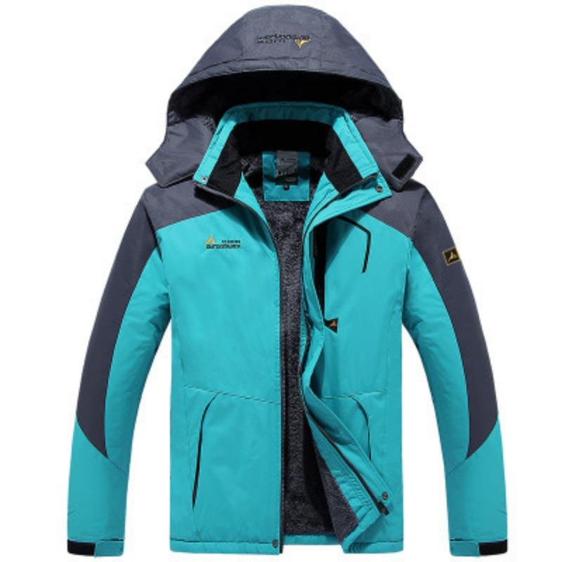 Wish Outdoor Jacket Men's Large Size Plus Velvet Mountaineering Jacket Windproof Jacket Warm Thickened Cotton Jacket for Men