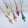 Hand-painted Mushroom Pendant Necklaces Small Flower Sweater Chain Necklaces  Gift