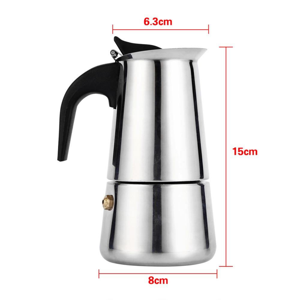 Espresso Stainless Steel Moka Pot 2 Cup 100ml Stovetop Espresso Maker Classic Coffee Maker Home Use