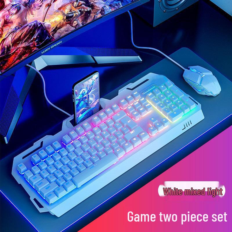 Wired Luminous Gaming Set: Keyboard, Mouse & Headset with Mechanical Feel and Punk Keys for Desktop & Laptop